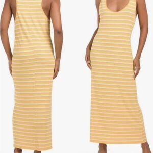 Zara Yellow and White Striped Maxi Dress